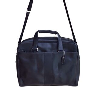 Coach Black Leather Briefcase Laptop Business Portfolio Bag